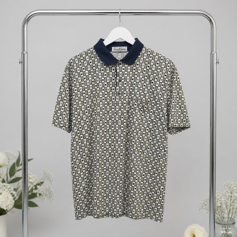 Vintage Laurant Benon Paris Geometric Polo Shirt Mens M/L Retro 90s Grandpacore